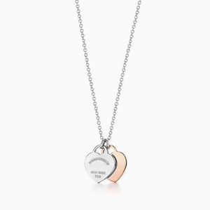 2024 Classique 925 Collier en argent sterling Double coeur Pendentif Collier Homme Femme Fête Bijoux de mariage de haute qualité Y220314 q3