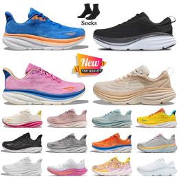 2024 Classic Design Men and Women Chaussures de course Clifton 9 Bondi 8 Jogging Sports Trainers Free People Kawana White Black Pink Foam Sneakers Taille 36-47