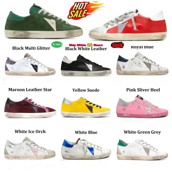 2024 Classic Designer Nouvelles chaussures de sport faire du vieux sale Gold Super Goose Star Marque italienne Super Dirty Shoes Star Luxury sale paillettes blanches faire avec boîte...