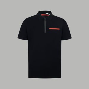 2024 Classic Street Polo Mens Localiers Marque T-shirts Coux de couture Boutons laser personnalisés de haute qualité Black et rouge de la marque de colle de conception