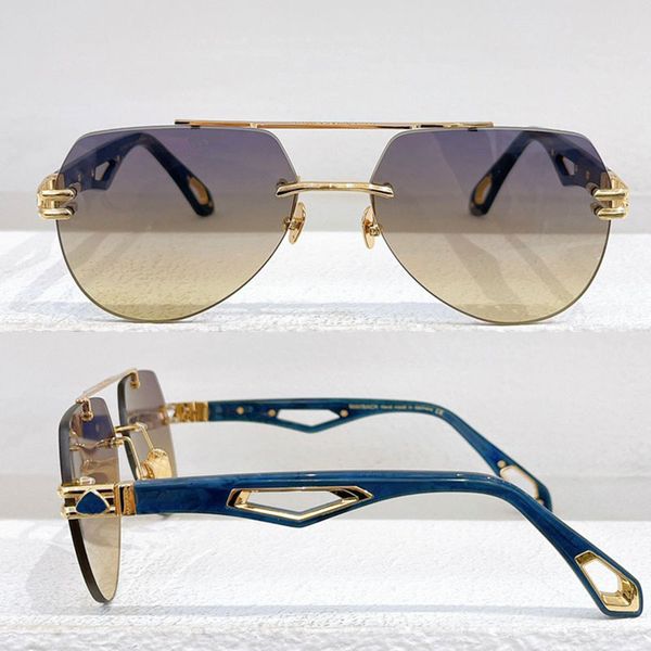 2024 Classic The Enden Sunglasses Mens Mens Luxury Brand Pilot Frameless Agate Blue Mirror Jammes Fashion Casual Enden Sunglasses avec boîte