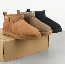 2024 Klassieke Ultra Mini Shearling Bootie Snowboots Zachte Comfortabele Schapenvacht Pluche Bont Warme Laarzen Houden Met Kaart Stofzak Mooie Geschenken U5815 U5825 U5854