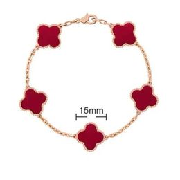 2024 Classiques 4/quatre feuilles trèfle bracelets de charme bracelet chaîne 18 carats or agate coquille nacre pour femmes fille mariage fête des mères bijoux cadeaux Q2