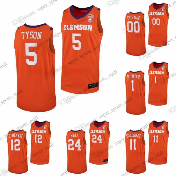 2024 Clemson Tigers Basketball 24 maillots PJ Hall 4 Ian Schieffelin 11 Joseph Girard III 1 Chase Hunter 0 Josh Beadle 2 Dillon Hunter 33 Bas Leyte 13 Andrew Latiff