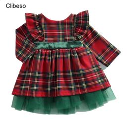2024 Clibeso espagnol élégant robe à carreaux pour enfants fille enfants Vintage robes de fête de Noël enfant en bas âge filles tenues élégantes 240126