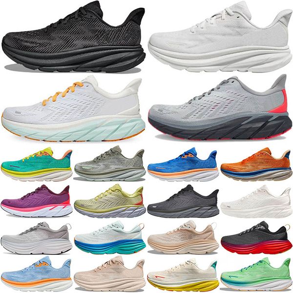 2024 Clifton 9 Casual Bondi 2 Clifton Shoes Sports Harbor Mist White White Carbon x 2 Personas gratis Diseñador Atletismo Bondis 8 Mujeres para hombres