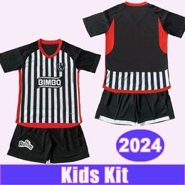 2024 Club de Cuervos Viniegra Kit Kit Soccer Jerseys Bravo Sanjuan Tamayo Home Black White Child Suit Football Shirts