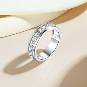 2024 Clusterringen voor mannen S925 Zilver high-end gepersonaliseerde puur zilveren herenringontwerper brede ring sieraden