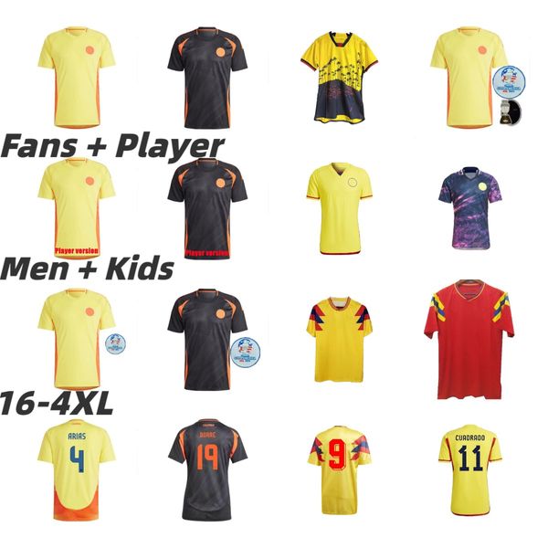 2024 Colombie Maillots de football Copa America # 7 LUIS DIAZ FALCAO JAMES Accueil 24 25 Colombie Maillot de football rétro CUADRADO JAMES HERNANDEZ Hommes Enfants Kit