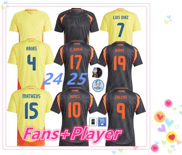 2024 Colombia James Fan Edition Player Edition Sweatshirt de football masculin 2025 Équipe nationale D Valoyes Arango C.Chucho Cuadrado Jersey