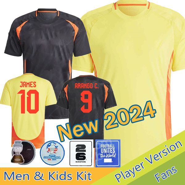 2024 Colombie JAMES Maillots de football Kit pour enfants 2025 Maillots de football de l'équipe nationale de Colombie Ensemble à domicile Camisetas 24/25 Copa America D.VALOYES ARANGO C. CHUCHO CUADRADO