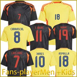 2024 Colombia James Soccer Jerseys Man Women Kids Kit Kit Columbia2025 Équipe nationale Shirt Football Home Away Set Camisetas Copa America D.Valoyes Arango Colombiens