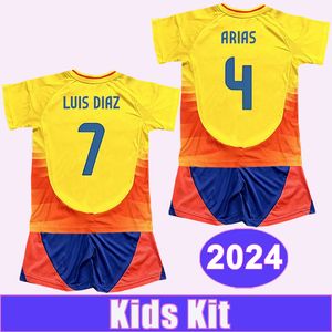2024 Colombia National Team Kid Kit Soccer Jerseys Luis Diaz Borre Arias Home Football Shirts Adult Courte