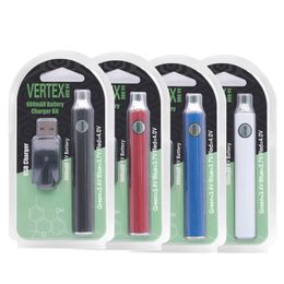 2024 Stylo de batterie coloré LO Vertex 900mAh pour cartouches d'huile épaisse Th205 M6T V9 Batteries de préchauffage à fil 510 vv avec chargeur USB Blister Box