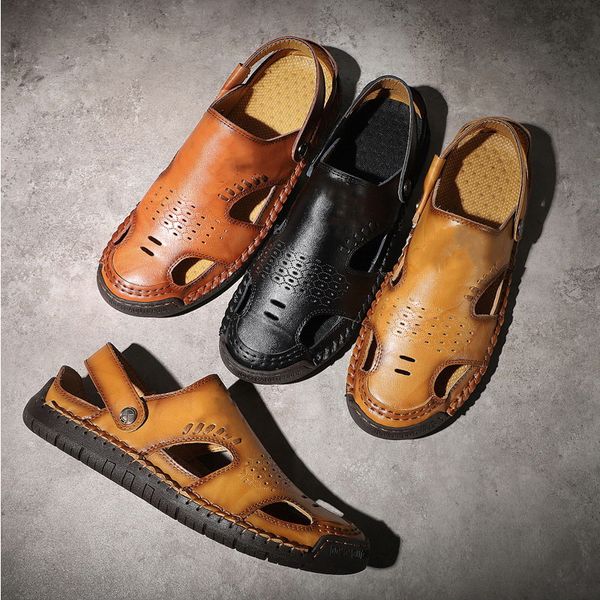 2024 Sandalias cómodas Sandalias de cuero para hombre, elegantes e impermeables, duraderas y livianas, para el trabajo y los viajes, cómodas, antideslizantes, informales, 38-48