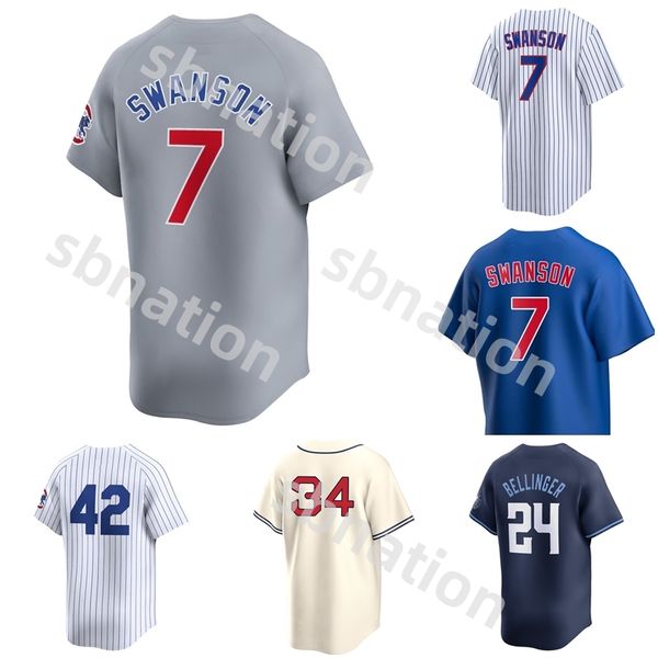 2024 Connectez des maillots de baseball limités - hommes, femmes, jeunes - 7 Swanson, 24 Bellinger, Suzuki, Simmons, Madrigal, Stroman, Sosa, Happ