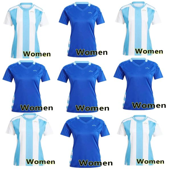 2024 Copa America Argentine Soccer Jerseys M E S S I J.ALVAREZ DYBALA MARADONA Chemises de football de qualité supérieure ENZO MAC ALLISTER DI MARIA DE PAUL femmes Kit de football uniforme