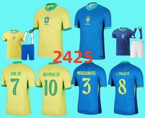 2024 Copa America Brésil Kit de football Neymar Vini Jr Kids Set 2425 BRASIL National Team Football Shirt 24/25 Home and Away Player Rodrygo Martinelli Kit de football