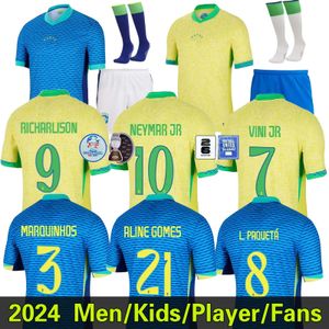2024 Brésils Jerseys de football Neymar Vini Jr.chemise de football 24 25 Paqueta Raphinha Richarlison P.Coutinho T.Silva Casemiro G.Jesus hommes Kids sets Jersey
