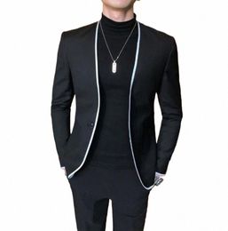 2024 Kostuum Homme Zwarte Bruiloft Smoking Broek Terno Slim Fit One Butt Bruidegom Dragen Formele Party Prom Mannen Pak knappe Blazer x8am #