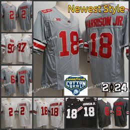 2024 Katoenen kom NCAA OSU Ohio State Buckeyes College Football Jersey NCAA Marvin Harrison Jr. Emeka Egbuka Kyle McCord Justin Fields TreVeyon 2024 Nieuw