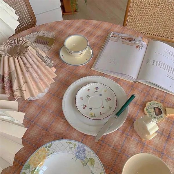 Mesa de Picnic a cuadros de lino y algodón 2024, cubiertas de mesa circulares rectangulares para Hotel, mantel de comedor para boda y hogar, cubierta para mesa de barbacoa