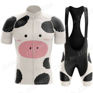 2024 Cow Cycling Jersey Set Mens Cartoon Anime Clothing Road Bike Suit Mountain Bicycle Shirt Shorts MTB ROPA MAILLOT L2405