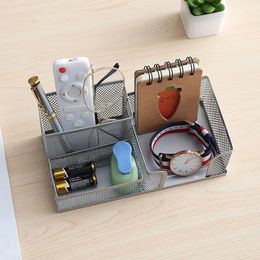 2024 Creatieve multifunctionele metalen metalen desktoppenhouder Kantoor Opbergdoos Potlood Desk Mesh Organizer voor Home Office School Desk Save