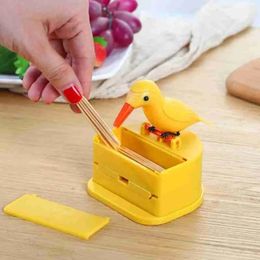 2024 Creatieve Tandenstokerhouder Cartoon Kleine Vogel Tandenstoker Container Druk Tandenstoker Dispenser Opbergdoos Automatische Keuken