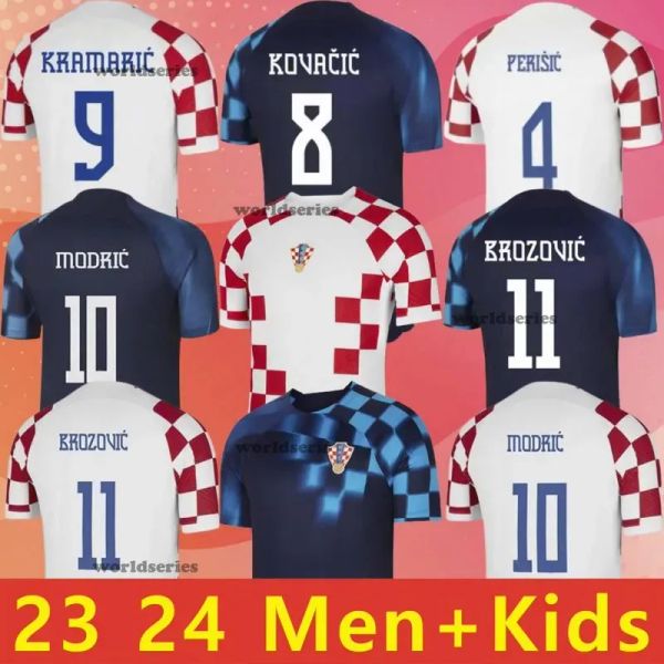 2024 Coupe du monde Croacia Modric Soccer Jerseys Team National Mandzukic Perisic 22 23 Croatie Football Shirt Kovacic Rakitic Kramaric Men Kids Kit