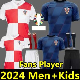 2024 Eurocopa Croacia Camisetas de fútbol Club Conjuntos completos 10 Modric 7 BREKALO PERISIC Camiseta visitante BROZOVIC KRAMARIC REBIC 1 LIVAKOVIC Equipo nacional Camiseta de fútbol Uniforme