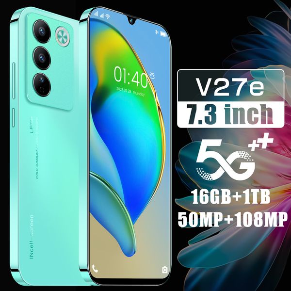 2024 nouveauté transfrontalière V27e Smartphone 7.3 pouces 2 16 HD Photo Android 5G commerce extérieur Source de téléphone portable fabricant