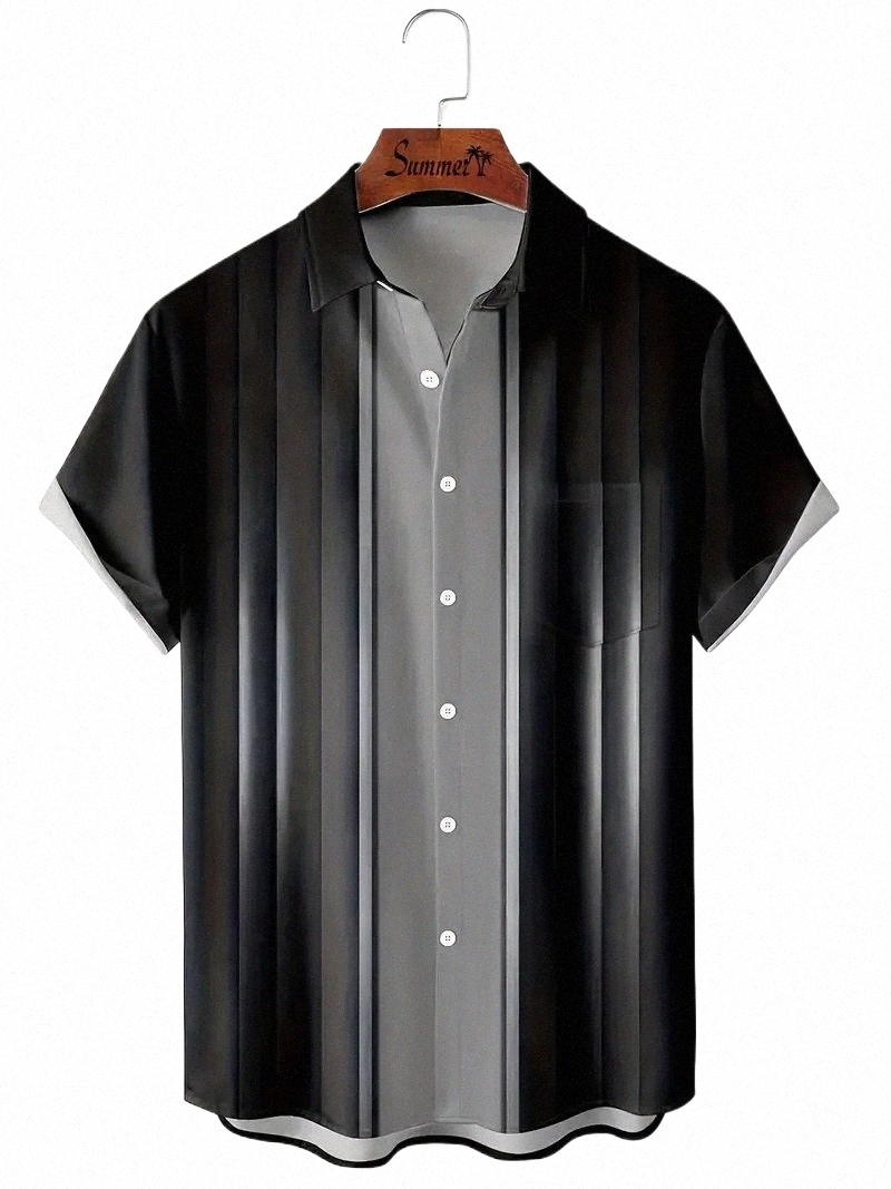 2024 cross-border trade men's summer new 3D digital printing casual lapel shirt 1131#