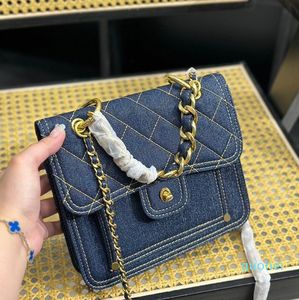 2024 Bolso crossbody bolsos de lujo bolsos de mezclilla hombro para mujer bolso de diseñador cadena de oro moda clásico color sólido diamante enrejado bolso bolso