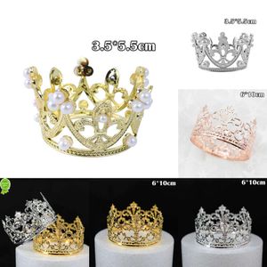 Ornement de gâteau en forme de couronne, garniture de gâteau en argent doré, ornements de cheveux pour enfants, fournitures de fête d'anniversaire et de mariage, accessoires de cuisson de gâteaux, 2024