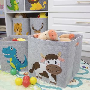 2024 Cube pliant épaissi feutre boîte de rangement en tissu pour dessin animé jouets organisateur maison panier à linge vêtements panier de rangement 240125