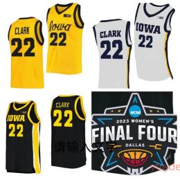 2024 Custom 22 Caitlin Clark Jersey Iowa Hawkeyes Women College Basketball Jerseys Men Kids Mesdies Médiens Blanc Blanc jaune Custom