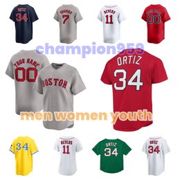 2024 Jersey de baseball personnalisé 10 Jerseys de Trevor Story 34 David Ortiz 41 Chris Sale City Connect 11 Rafael Devers Verdugo J.D. Martinez Martin Chris 55 hommes femmes jeunes