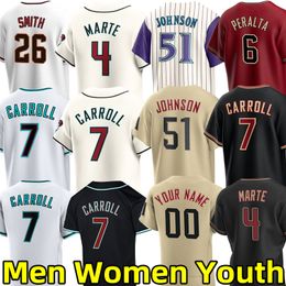 2024 Jerseys de baseball personnalisés pour hommes femmes jeunes Corbin Carroll, Ketel Marte, Zac Gallen, Randy Johnson, Gabriel Moreno, Christian Walker, Lourdes Gurriel Jr., Joc Pederson