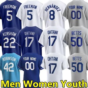 2024 Jerseys de béisbol personalizados para hombres Mujeres Juvenil Dodgers Ohtani Shohei, Freddie Freeman, Mookie Betts, Enrique Hernández, Taylor Chris, Will Smith, Yamamoto Jersey