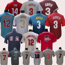 2024 Jerseys de béisbol personalizados Mujeres Juvenil Bryce Harpe Trea Turner Rhys Hoskins JT Realmuto Schwarber Kyle Schwarber