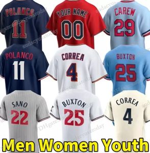 2024 Maillots de baseball personnalisés Twins Carlos Correa Byron Buxton Jorge Polanco Max Kepler Joey Gallo Joe Ryan Sonny Gray Jhoan Duran Royce Lewis Vazquez Hommes Femmes Jeunes