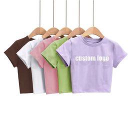 2024 Camiseta de algodón 100% de algodón Camiseta de fitness Fit Tops Camisetas de Fitness Fit Tops Corts Crops para la camiseta Crops de Crops Corts Corts Corts Corts.