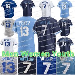 2024 Custom Bobby Witt Jr. 7 City Connect Jersey Patrick Mahomes 15 George Brett Saador Perez 13 MJ Melendez Whit Merrifield Andrew Benintendi Baseball Men