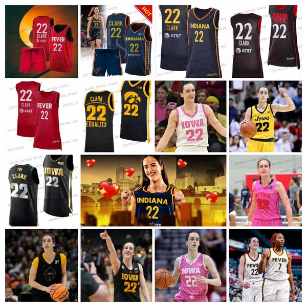 2024 Men personnalisé Kids Femmes 22 Caitlin Clark Basketball Indiana Fever Jerseys 2024 Iowa Hawkeyes Final Four New Style