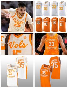 2024 Custom Heren Dames Kinderen Vols Basketbalshirts Tennessee Volunteers Basketbalshirts 25 Santiago Vescovi 5 Zakai Zeigler 13 Nkamhoua Gestikt Oranje