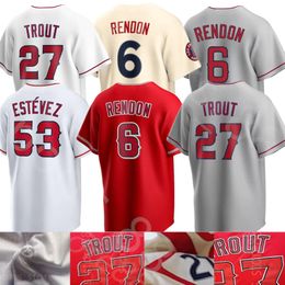 2024 aangepaste S-4XL honkbalshirts 27 Mike Trout Jersey Shohei Ohtani Anthony Rendon Noah Syndergaard Jack Mayfield angeles Luis Rengifo honkbal