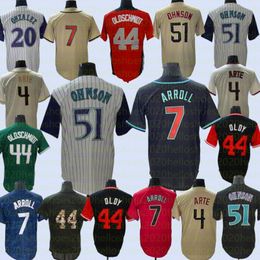 2024 Custom S-4XL Johnson Bumgarner Carroll Walker Baragar Gonzalez Men Women Jeugd Baseball Jersey