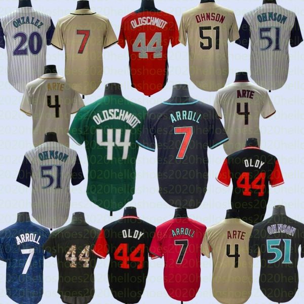 2024 Custom S-4xl Johnson Bumgarner Carroll Walker Baragar Gonzalez Men de base de jeunesse Jeune