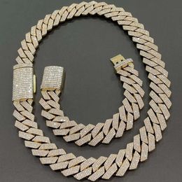 2024 VVS personalizado Moissanite Cuban Link Clain Plate Gold Color 18/20/22 pulgadas Collar collar collar de plata cadena cubana
